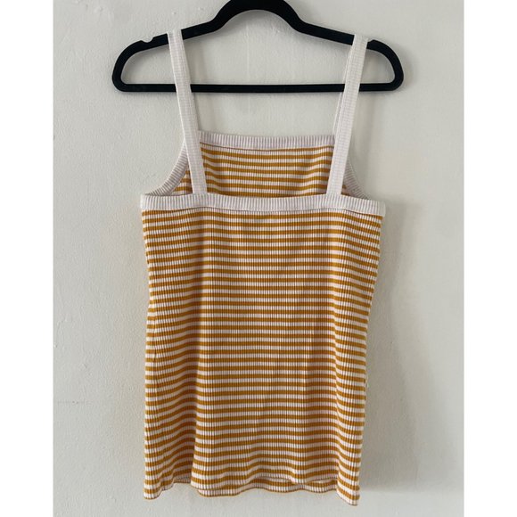 Old Navy Yellow and White Striped Ribbed Wide Strap Tank Top - Picture 3 of 3